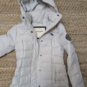 Abercrombie & Fitch Girls Gray Puffer Hoody Jacket Size L (14)